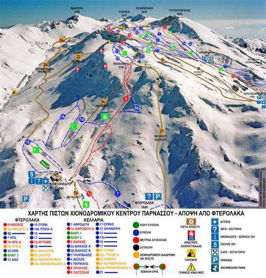 Ο Παρνασσός  ski-ζει χάρτης χιονοδρομικού παρνασσού